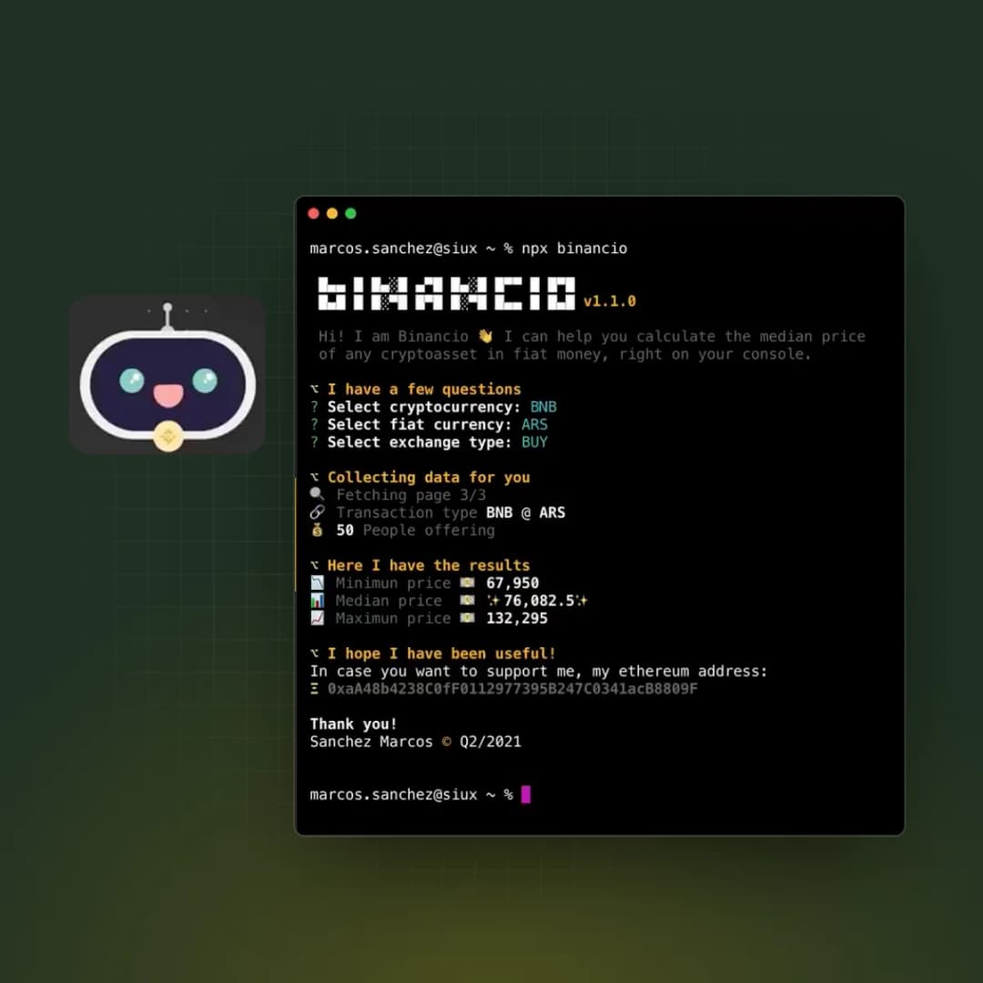 Binancio — Un asistente del p2p de Binance